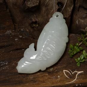 Giadeite Bianco grigio naturale da 34.27 ct, Taglio a fantasia, Traslucido