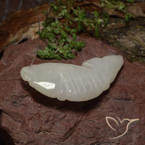 Giadeite Bianco grigio naturale da 26.12 ct, Taglio a fantasia, Traslucido