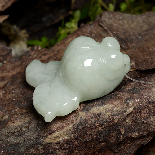 Giadeite naturale bianco da 31,75 ct, forma fantasia, traslucido