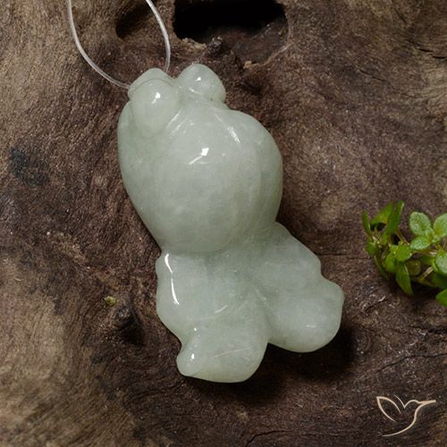 34.80ct Naturale Verde grigiastro Giadeite, Taglio a fantasia, Traslucido