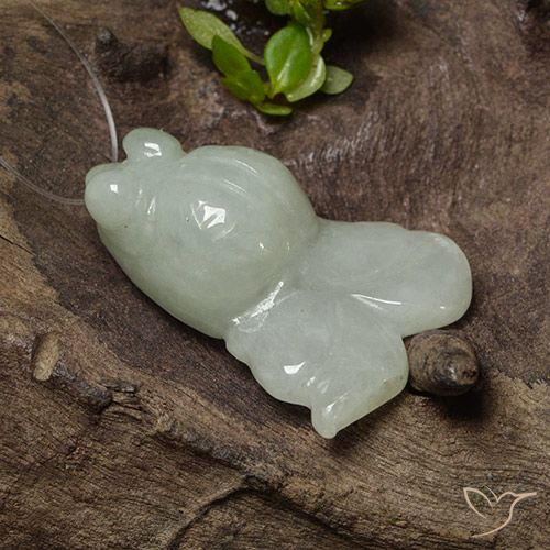 29.81ct Naturale Grigio verde Giadeite, Taglio a fantasia, Traslucido