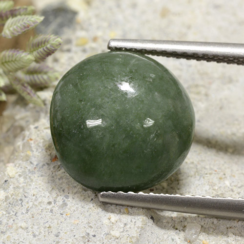 Giadeite naturale verde da 7,25 ct, taglio rotondo, opaco