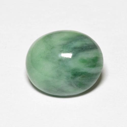 Giadeite Verde muschio pallido naturale da 4.34 ct, Ovale, Opaco