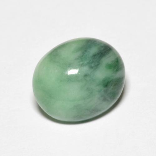 Giadeite Verde muschio pallido naturale da 4.34 ct, Ovale, Opaco