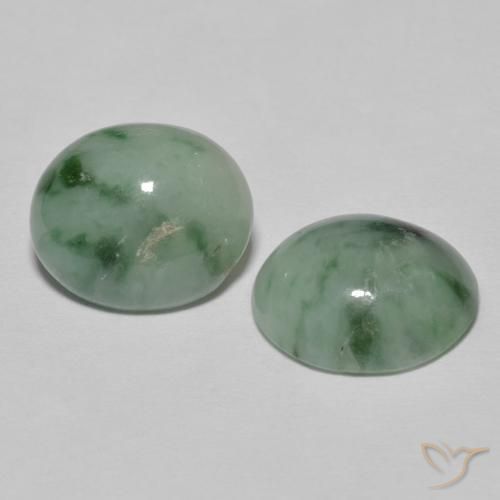 Gemme di Giadeite Verde bosco pallido naturale da 8.87 ct, Ovale, Opaco