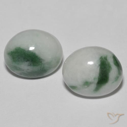 8.67ctw Naturale Verde grigiastro Giadeite, Ovale, Opaco