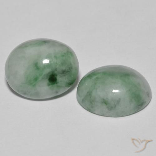 Gemme di Giadeite Verde grigiastro naturale da 9.60 ct, Ovale, Opaco