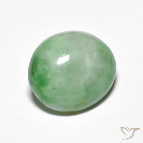 Giadeite Bianco Verde naturale da 4.30 ct, Ovale, Opaco