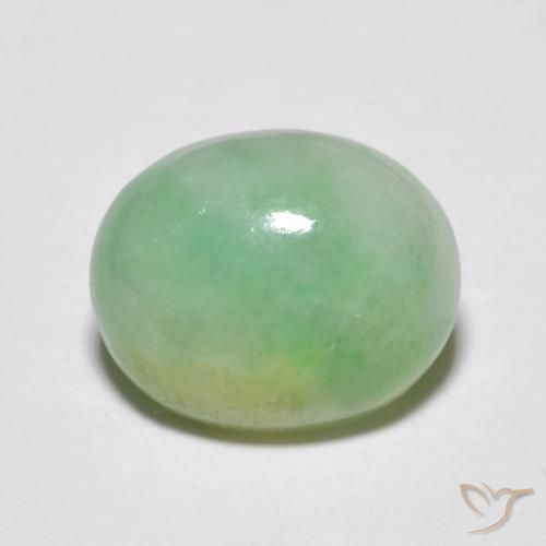 5.09ct Naturale Verde chiaro Giadeite, Ovale, Opaco