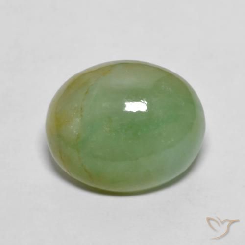 5.42ct Naturale Verde Terra Pallido Giadeite, Ovale, Opaco