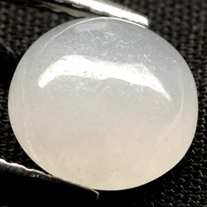 Giadeite naturale bianco da 2,39 ct, taglio rotondo, opaco