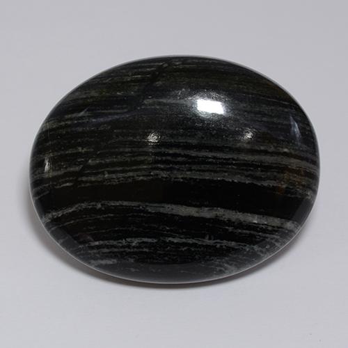 Diaspro naturale nero da 57,34 ct, taglio ovale, opaco