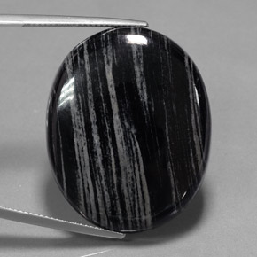 Diaspro naturale nero da 54,69 ct, taglio ovale, opaco