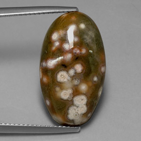 Diaspro naturale multicolore da 10,86 ct, taglio ovale, opaco