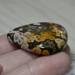 Diaspro naturale multicolore da 61,38 ct, taglio a pera, opaco