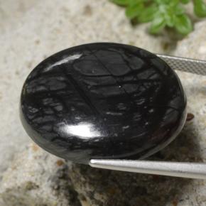 Diaspro naturale nero da 32,19 ct, taglio rotondo, opaco