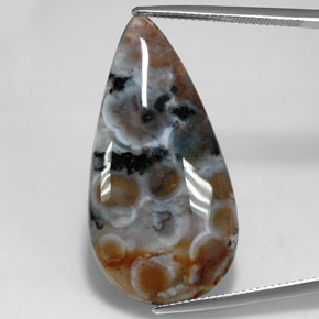 Diaspro naturale multicolore da 22,85 ct, taglio a pera, traslucido