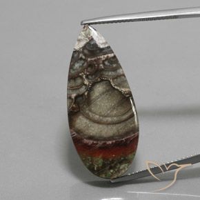 16.94ct Naturale Multicolore Diaspro, Forma a pera, Opaco
