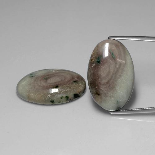 Gemme di Diaspro Multicolore naturale da 34.41 ct, Taglio ovale, Opaco