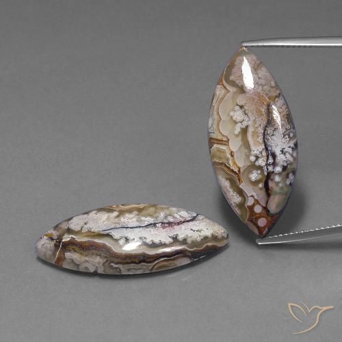29.82ctw Naturale Multicolore Diaspro, Taglio marquise, Opaco, Photo A