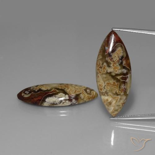 28.79ctw Naturale Multicolore Diaspro, Taglio marquise, Opaco