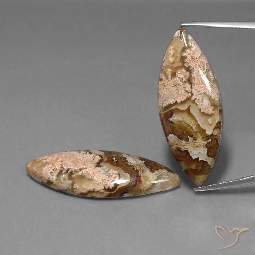 39.06ctw Naturale Multicolore Diaspro, Taglio marquise, Opaco
