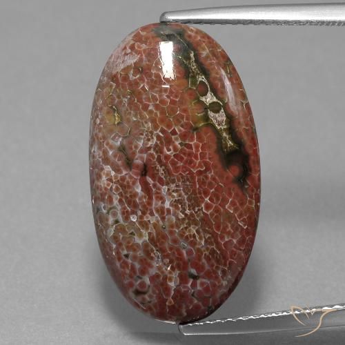 9.98ct Naturale Multicolore Diaspro, Ovale, Opaco