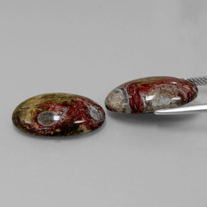 Gemme di Diaspro Multicolore naturale da  ct, Taglio ovale, Opaco