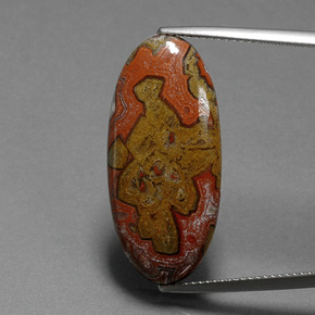 Diaspro multicolore naturale da 14,86 ct, taglio ovale, opaco