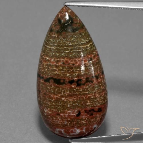 11.78ct Naturale Multicolore Diaspro, Forma a pera, Opaco