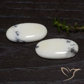 Gemme di Diaspro bianco con nero naturale da 18.19 ct, Ovale, Opaco