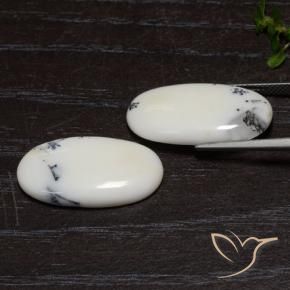 Gemme di Diaspro bianco con nero naturale da 18.19 ct, Ovale, Opaco