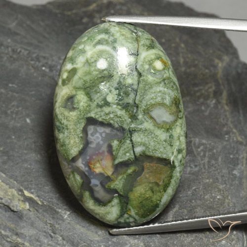 30.57ct Naturale Multicolore Diaspro, Ovale, Opaco