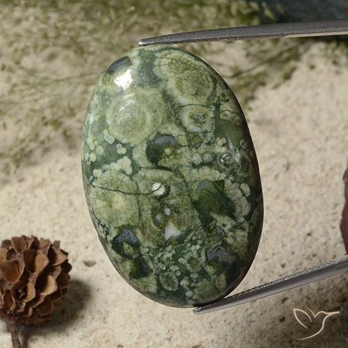 33.81ct Naturale Multicolore Diaspro, Ovale, Opaco