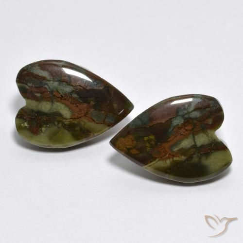 10.16ctw Naturale Multicolore Diaspro, Cuore, Opaco