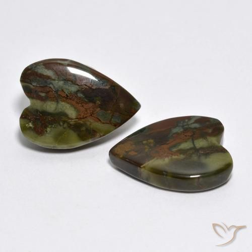 Gemme di Diaspro Multicolore naturale da 10.16 ct, Cuore, Opaco