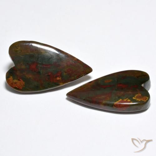 Gemme di Diaspro Multicolore naturale da 15.24 ct, Cuore, Opaco