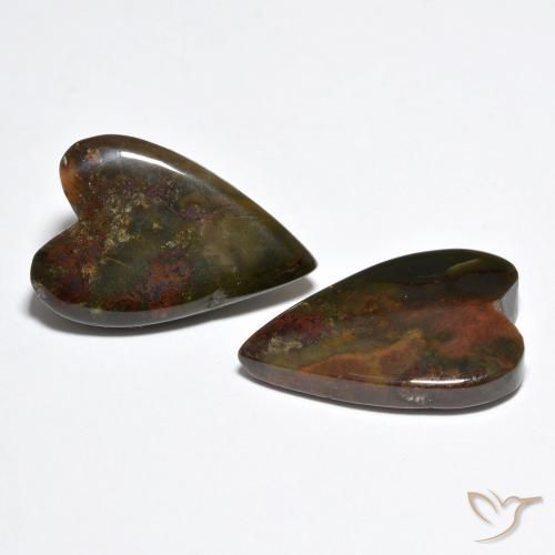 Gemme di Diaspro Multicolore naturale da 16.85 ct, Cuore, Opaco