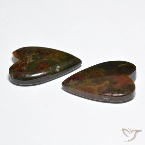 Gemme di Diaspro Multicolore naturale da 16.85 ct, Cuore, Opaco