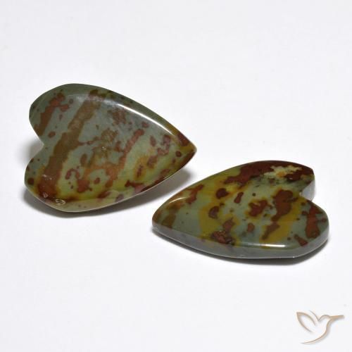 Gemme di Diaspro Multicolore naturale da 15.28 ct, Cuore, Opaco