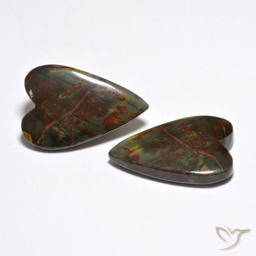 Gemme di Diaspro Multicolore naturale da 12.37 ct, Cuore, Opaco
