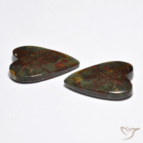 Gemme di Diaspro Multicolore naturale da 12.37 ct, Cuore, Opaco