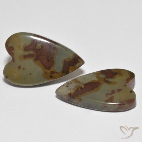 Gemme di Diaspro Multicolore naturale da 14.91 ct, Cuore, Opaco