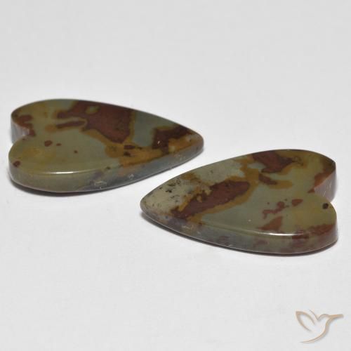 Gemme di Diaspro Multicolore naturale da 14.91 ct, Cuore, Opaco