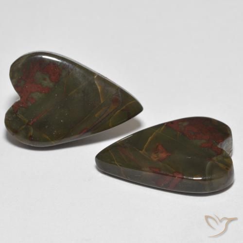 Gemme di Diaspro Multicolore naturale da 16.73 ct, Cuore, Opaco