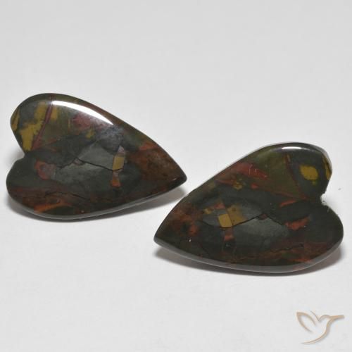 17.18ctw Naturale Multicolore Diaspro, Cuore, Opaco