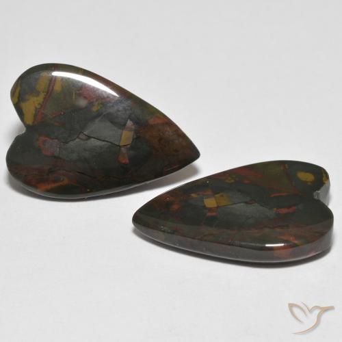 Gemme di Diaspro Multicolore naturale da 17.18 ct, Cuore, Opaco