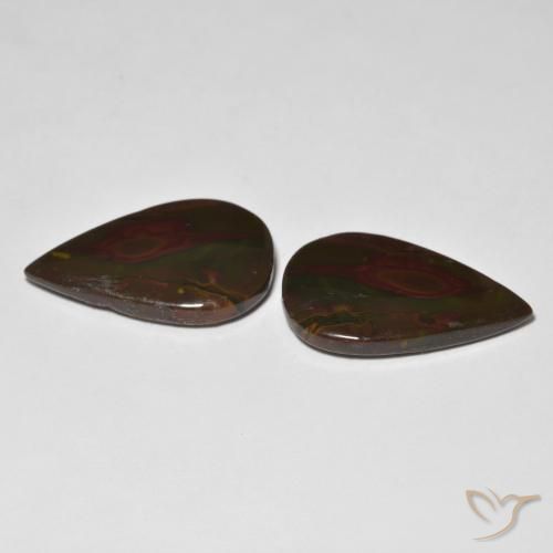 Gemme di Diaspro Multicolore naturale da 15.42 ct, Forma a pera, Opaco