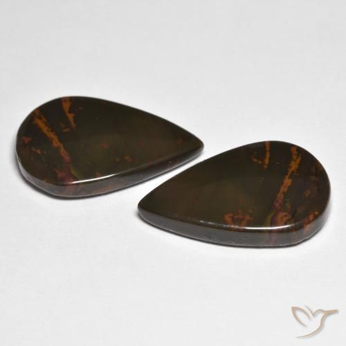 Gemme di Diaspro Multicolore naturale da 17.75 ct, Forma a pera, Opaco