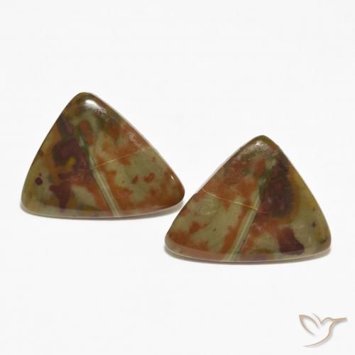 Gemme di Diaspro Multicolore naturale da 11.17 ct, Taglio trillion, Opaco